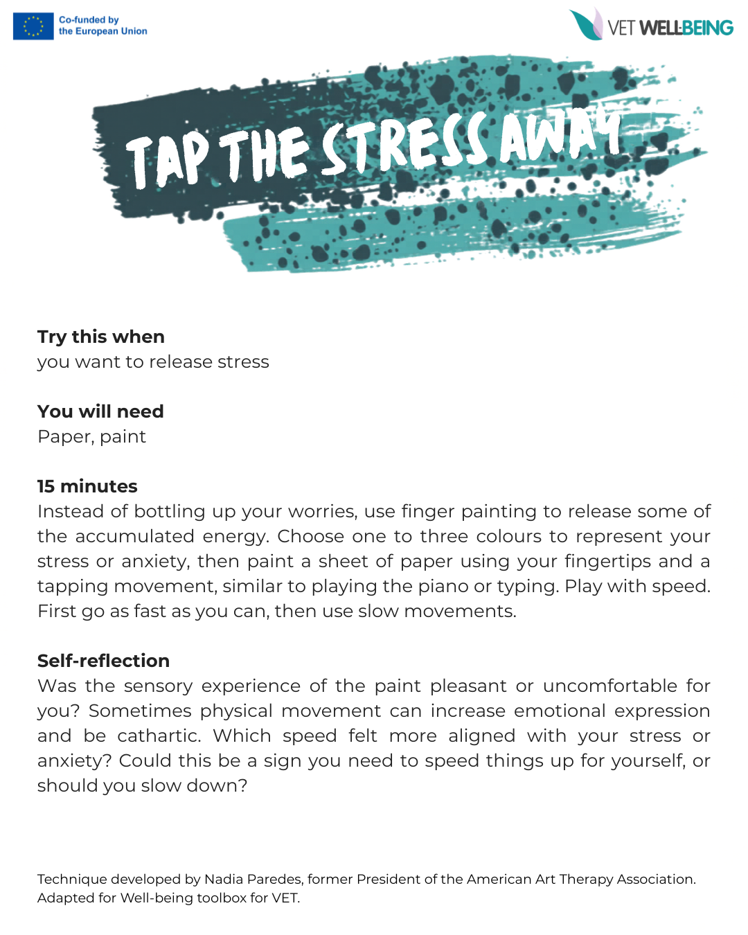 Tap the Stress Away — printable activity card