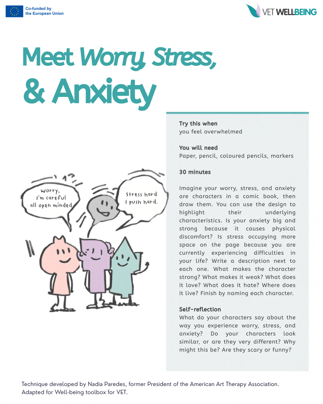 Meet Worry, Stress & Anxiety — printable activity card
